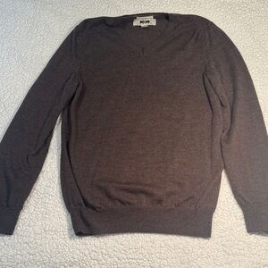 Joseph Abboud Men's Extra Fine Merino Wool Chocolate V-Neck Sweater